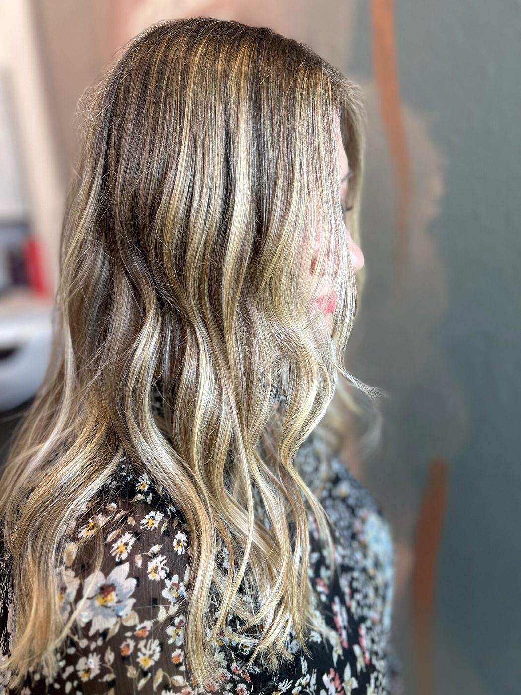 Hand-painted balayage with soft, sun-grown blonde tones